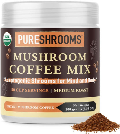 Pure Shrooms Mushroom Coffee Adaptogenic Shrooms for Mind and Body - Lash God