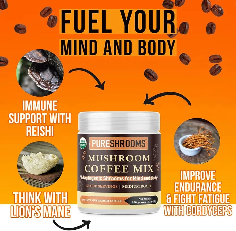 Pure Shrooms Mushroom Coffee Mind And Body Instant Coffee - Lash God