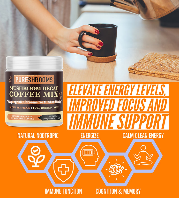 Pure Shrooms Mushroom Coffee Mind & Body Instant Decaf coffee - Lash God